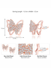 Radiant Rose Gold CZ Butterfly Stud Earrings