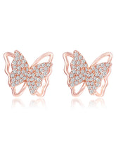 Radiant Rose Gold CZ Butterfly Stud Earrings