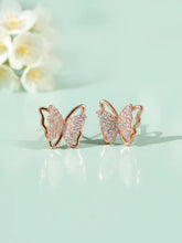 Radiant Rose Gold CZ Butterfly Stud Earrings