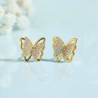 Radiant Gold CZ Butterfly Stud Earrings