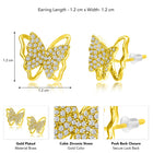 Radiant Gold CZ Butterfly Stud Earrings