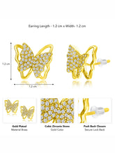 Radiant Gold CZ Butterfly Stud Earrings
