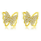 Radiant Gold CZ Butterfly Stud Earrings
