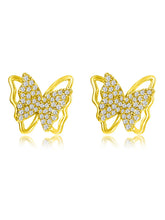 Radiant Gold CZ Butterfly Stud Earrings