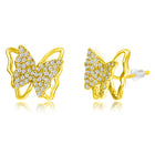 Radiant Gold CZ Butterfly Stud Earrings