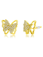 Radiant Gold CZ Butterfly Stud Earrings
