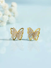 Radiant Gold CZ Butterfly Stud Earrings