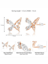 Dainty Rose Gold CZ Winged Butterfly Studs