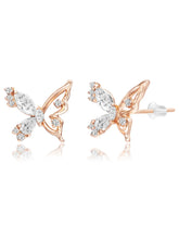 Dainty Rose Gold CZ Winged Butterfly Studs