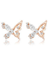 Dainty Rose Gold CZ Winged Butterfly Studs