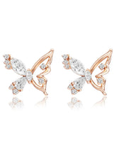 Dainty Rose Gold CZ Winged Butterfly Studs