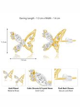 Dainty Gold CZ Winged Butterfly Studs