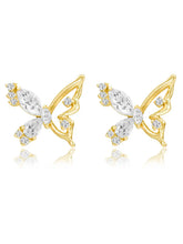 Dainty Gold CZ Winged Butterfly Studs