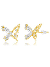 Dainty Gold CZ Winged Butterfly Studs