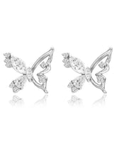 Dainty Silver CZ Winged Butterfly Studs