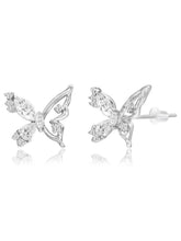 Dainty Silver CZ Winged Butterfly Studs