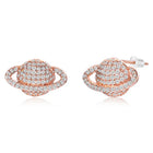 Sparkling Rose Gold CZ Planet Stud Earrings