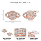 Sparkling Rose Gold CZ Planet Stud Earrings