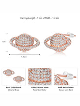 Sparkling Rose Gold CZ Planet Stud Earrings
