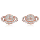 Sparkling Rose Gold CZ Planet Stud Earrings