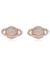 Sparkling Rose Gold CZ Planet Stud Earrings