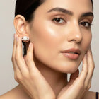 Sparkling Rose Gold CZ Planet Stud Earrings