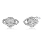 Sparkling Silver CZ Planet Stud Earrings
