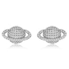 Sparkling Silver CZ Planet Stud Earrings