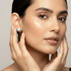 Sparkling Silver CZ Planet Stud Earrings