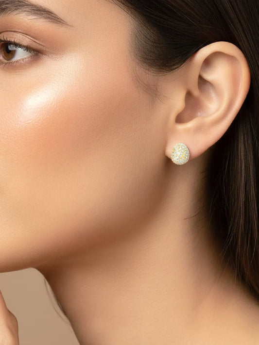 Dazzling Gold-Plated CZ Teardrop Stud Earrings