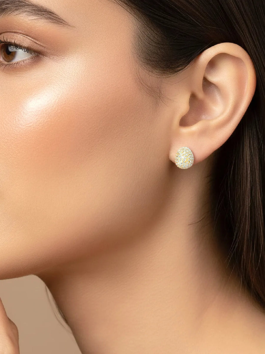 Dazzling Gold-Plated CZ Teardrop Stud Earrings