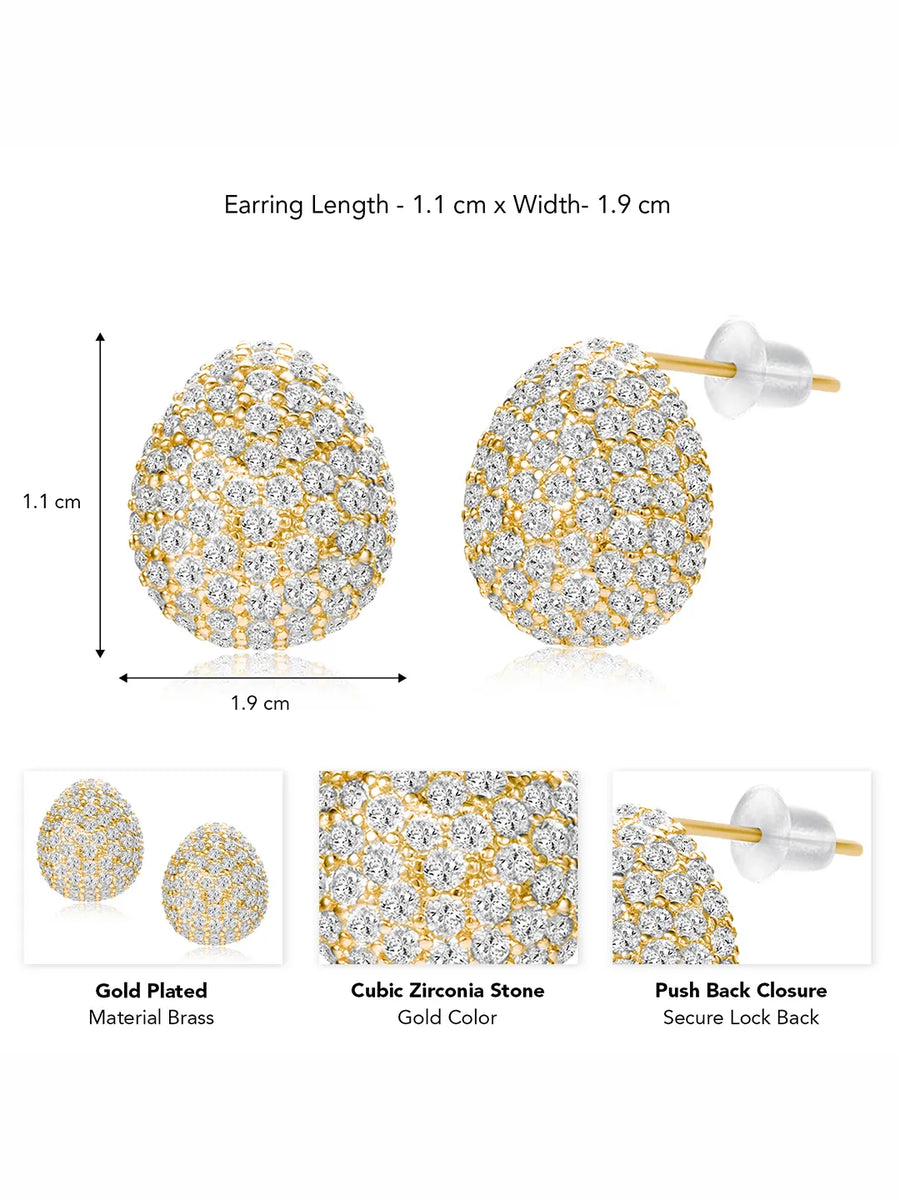 Dazzling Gold-Plated CZ Teardrop Stud Earrings