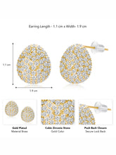 Dazzling Gold-Plated CZ Teardrop Stud Earrings