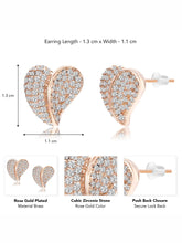 Rose Gold Tennis Bracelet &  Heart Stud Combo