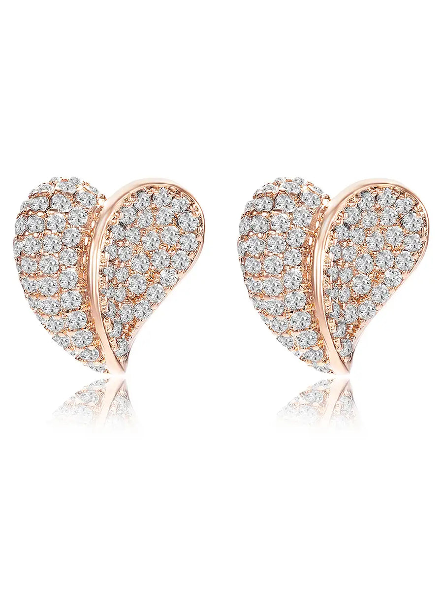 Rose Gold Tennis Bracelet &  Heart Stud Combo