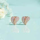 Glittering Rose Gold CZ Heart Stud Earrings