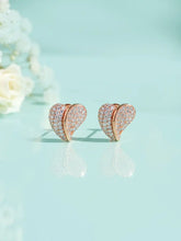 Glittering Rose Gold CZ Heart Stud Earrings