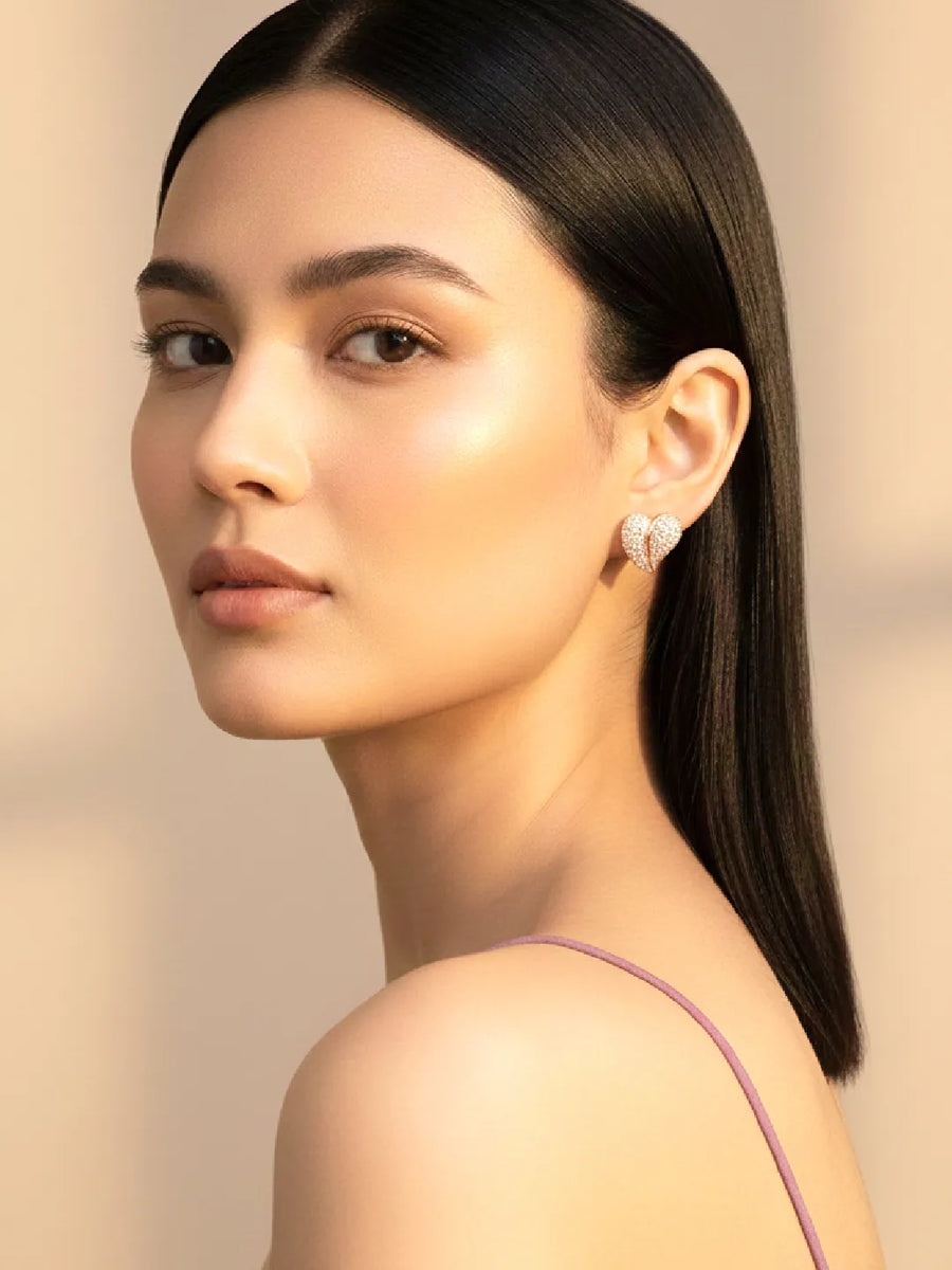 Rose Gold Tennis Bracelet &  Heart Stud Combo