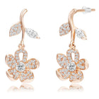 Elegant Rose Gold CZ Floral Drop Earrings