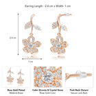 Elegant Rose Gold CZ Floral Drop Earrings