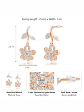 Elegant Rose Gold CZ Floral Drop Earrings