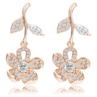 Elegant Rose Gold CZ Floral Drop Earrings