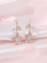 Elegant Rose Gold CZ Floral Drop Earrings