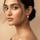 Elegant Rose Gold CZ Floral Drop Earrings