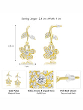 Elegant Gold-Plated CZ Floral Drop Earrings