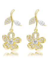 Elegant Gold-Plated CZ Floral Drop Earrings