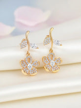 Elegant Gold-Plated CZ Floral Drop Earrings