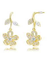 Elegant Gold-Plated CZ Floral Drop Earrings