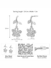 Elegant Silver CZ Floral Drop Earrings