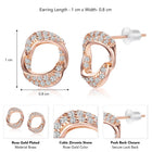 Chic Rose Gold CZ Twisted Circle Studs